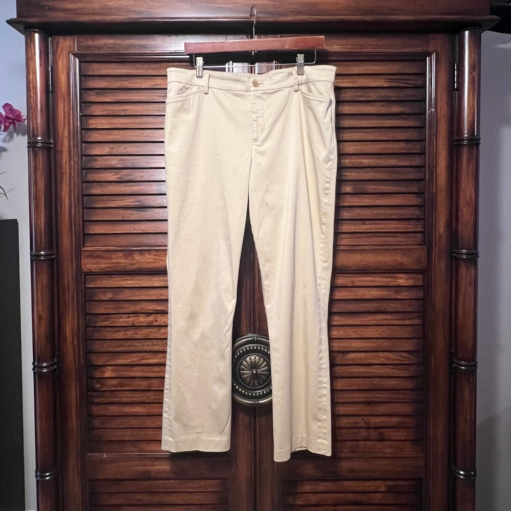 Lauren Ralph Lauren Tan Beige Chino Pants Straight Leg Stretch Women's Size 14
